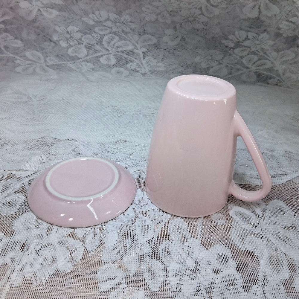 Bormioli Rocco Mug Pink Pastel Tempered Glass With Pink Saucer Cottagecore - Picture 4 of 13